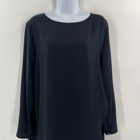 AllSaints 10 Black Roder Shift Dress Japanese Cloth Silk Viscose Minimalist - Picture 12 of 13